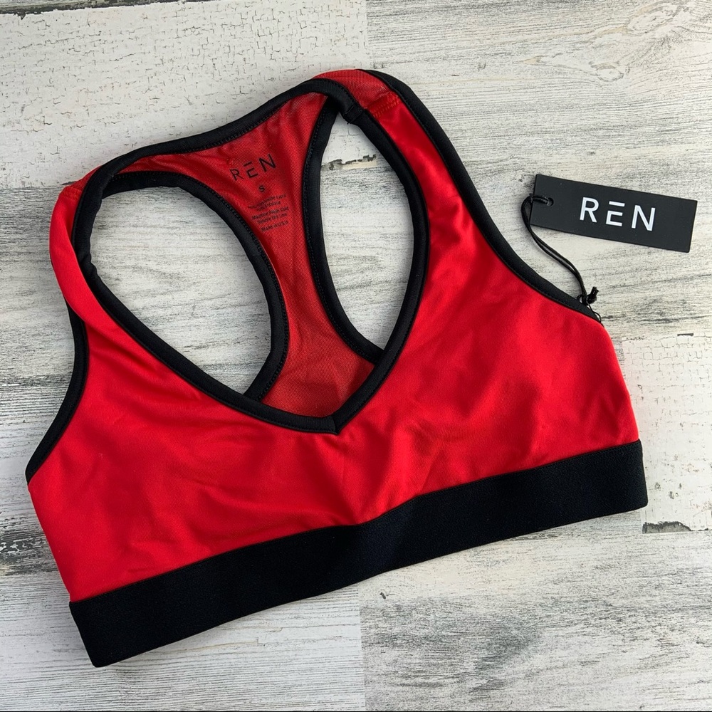 REN Active Red + Black Sports Bra NEW Size S